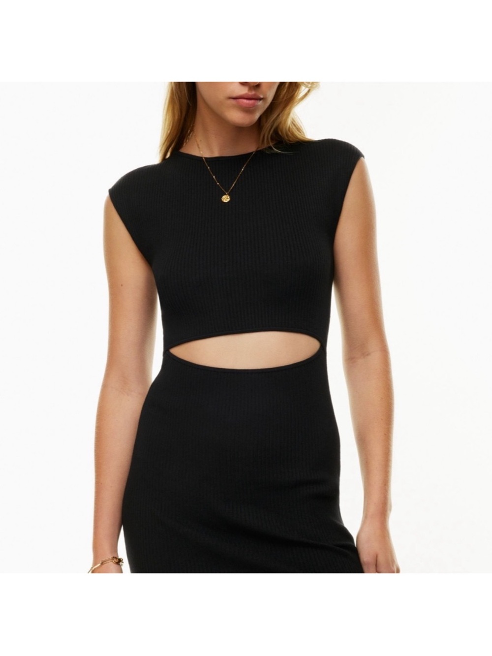 Aritzia Black Ribbed Cutout Bodycon dress